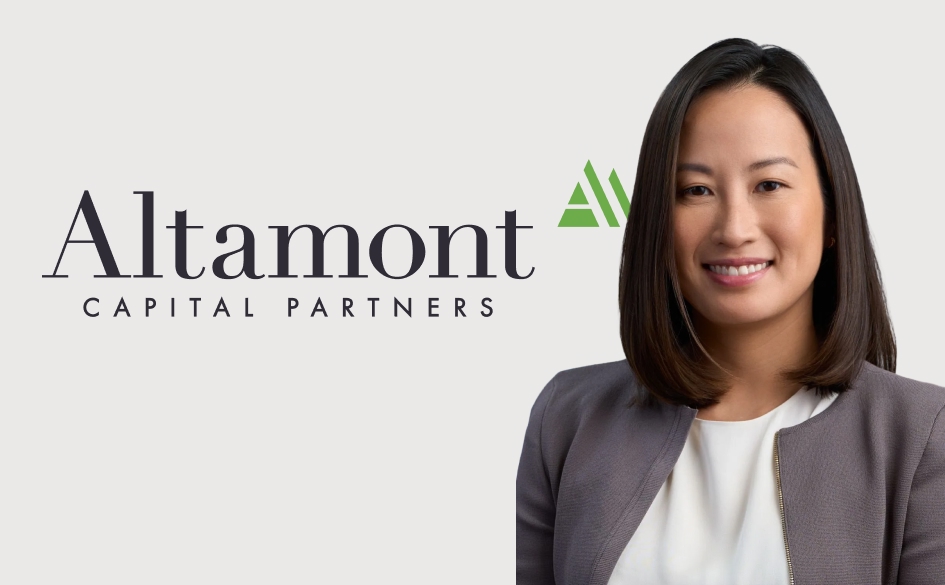 Professional businesswoman portrait with Altamont Capital Partners logo